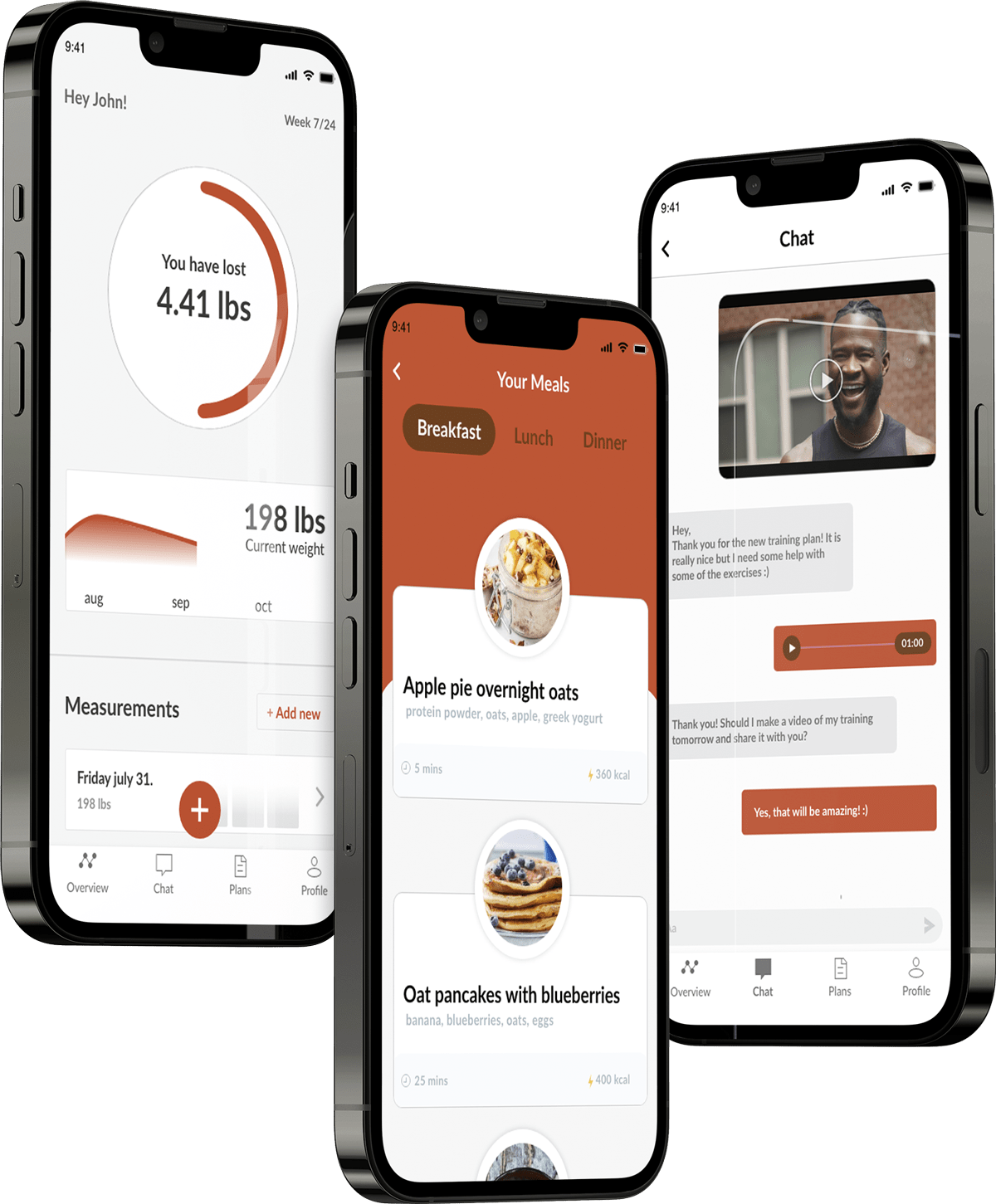 A mockup of the coaching app showcasing the features.